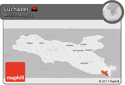 Gray Panoramic Map of Luchazes, single color outside
