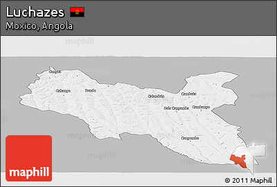 Gray Panoramic Map of Luchazes, single color outside
