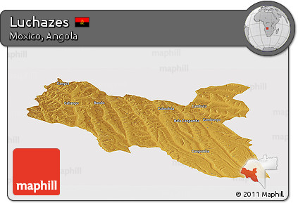 Physical Panoramic Map of Luchazes, cropped outside