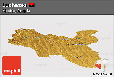 Physical Panoramic Map of Luchazes, cropped outside