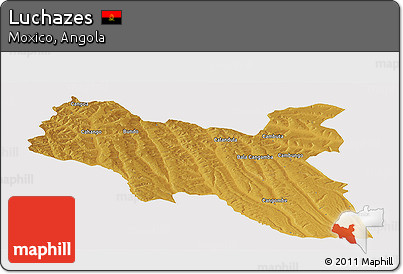 Physical Panoramic Map of Luchazes, cropped outside