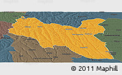 Political Panoramic Map of Luchazes, darken, semi-desaturated
