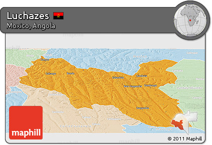 Political Panoramic Map of Luchazes, lighten