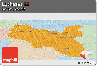 Political Panoramic Map of Luchazes, lighten