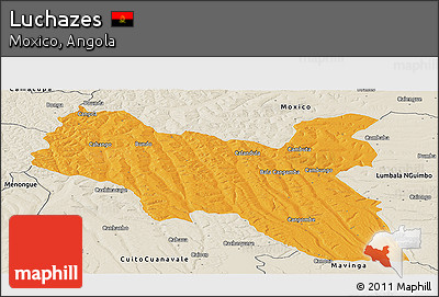 Political Panoramic Map of Luchazes, shaded relief outside