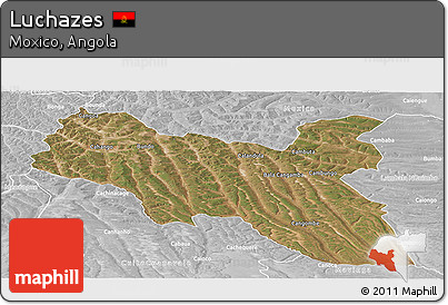 Satellite Panoramic Map of Luchazes, lighten, desaturated