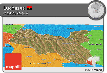 Satellite Panoramic Map of Luchazes, political outside