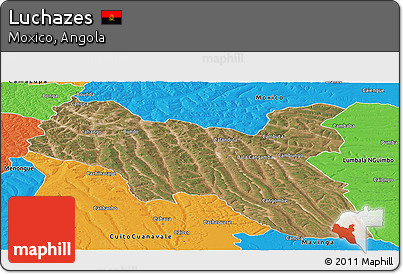 Satellite Panoramic Map of Luchazes, political outside