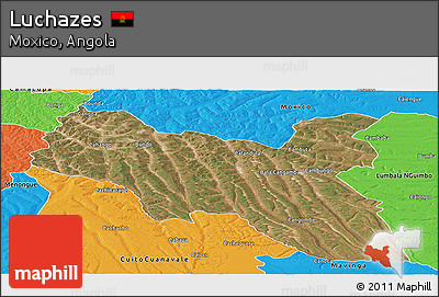 Satellite Panoramic Map of Luchazes, political outside