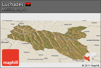 Satellite Panoramic Map of Luchazes, shaded relief outside