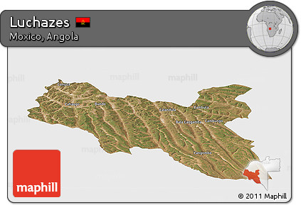 Satellite Panoramic Map of Luchazes, single color outside