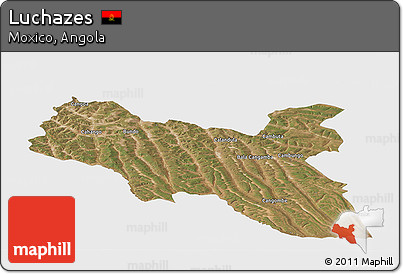 Satellite Panoramic Map of Luchazes, single color outside