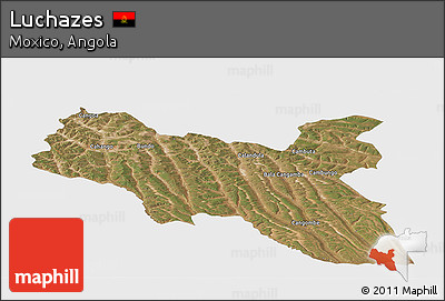 Satellite Panoramic Map of Luchazes, single color outside