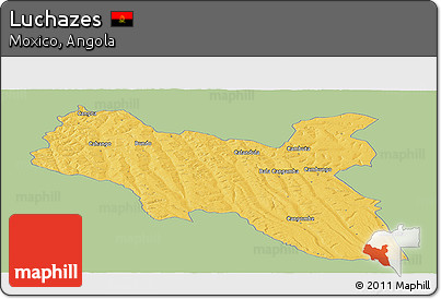 Savanna Style Panoramic Map of Luchazes, single color outside