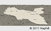 Shaded Relief Panoramic Map of Luchazes, darken