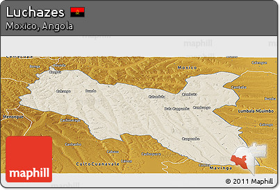 Shaded Relief Panoramic Map of Luchazes, physical outside