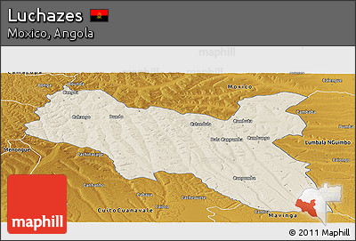 Shaded Relief Panoramic Map of Luchazes, physical outside