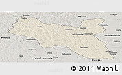 Shaded Relief Panoramic Map of Luchazes, semi-desaturated