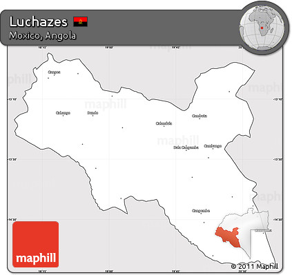 Silver Style Simple Map of Luchazes, cropped outside