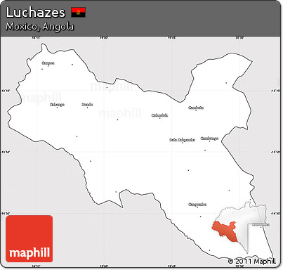 Silver Style Simple Map of Luchazes, cropped outside