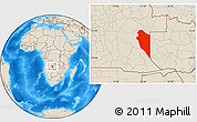 Shaded Relief Location Map of Lumbala N'Guimbo