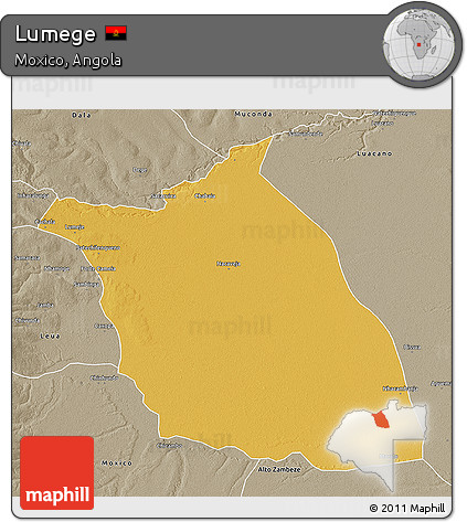 Physical 3D Map of Lumege, semi-desaturated