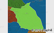 Political 3D Map of Lumege, darken