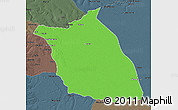 Political 3D Map of Lumege, darken, semi-desaturated