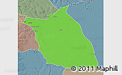 Political 3D Map of Lumege, semi-desaturated