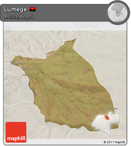 Satellite 3D Map of Lumege, lighten