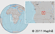 Gray Location Map of Lumege, within the entire country, hill shading
