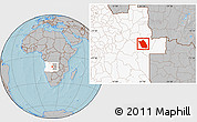 Gray Location Map of Lumege, highlighted country, hill shading