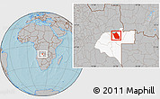 Gray Location Map of Lumege, highlighted parent region, hill shading