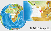 Physical Location Map of Lumege, highlighted country, within the entire country