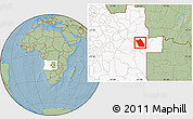Savanna Style Location Map of Lumege, highlighted country, hill shading