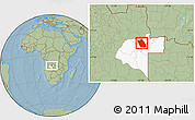Savanna Style Location Map of Lumege, highlighted parent region, hill shading