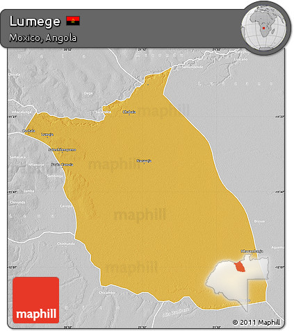 Physical Map of Lumege, lighten, desaturated