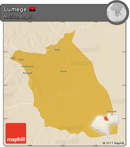 Physical Map of Lumege, lighten