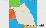 Shaded Relief Map of Lumege, political outside
