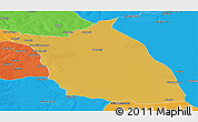 Physical Panoramic Map of Lumege, political outside