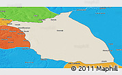 Shaded Relief Panoramic Map of Lumege, political outside