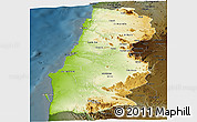 Physical Panoramic Map of Namibe, darken