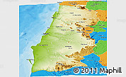 Physical Panoramic Map of Namibe, political outside