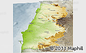 Physical Panoramic Map of Namibe, semi-desaturated