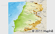 Physical Panoramic Map of Namibe, shaded relief outside