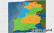Political Panoramic Map of Namibe, darken