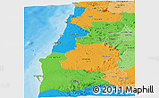 Political Panoramic Map of Namibe, political shades outside