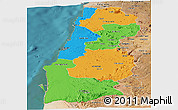 Political Panoramic Map of Namibe, satellite outside