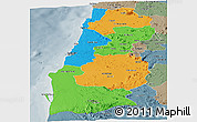 Political Panoramic Map of Namibe, semi-desaturated