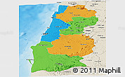 Political Panoramic Map of Namibe, shaded relief outside